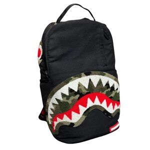 Sprayground Torpedo Shark Camo Chenille Sharkmouth Backpack Limited Edition